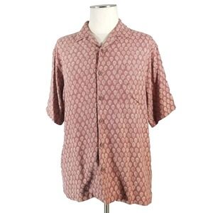 Tommy Bahama shirt men's medium red silk short sleeve tropical Hawaiian
